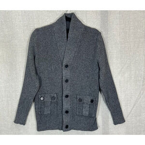 H&M Cardigan‎ Mens Medium Gray Button Front Long Sleeve V Neck Pockets Sweater